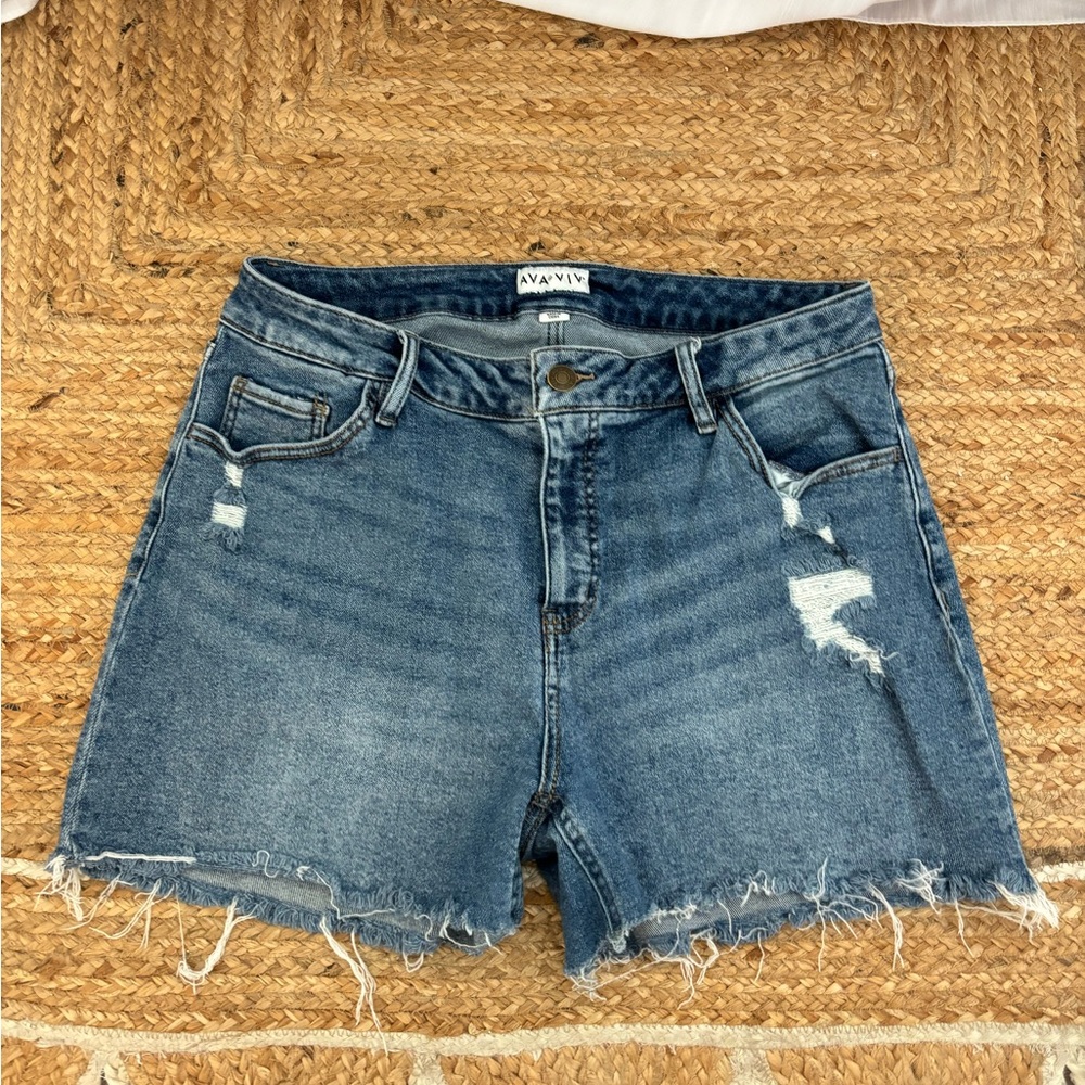 Ava & Viv Blue Distressed Jean Shorts
